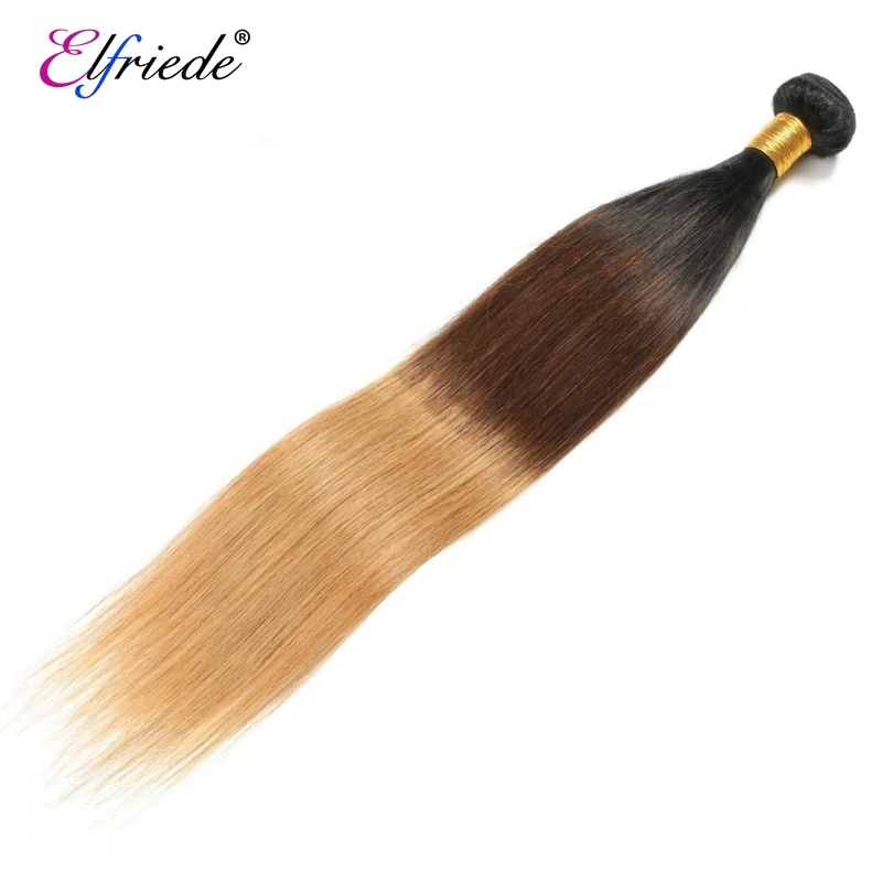 Elfriede #1B/4/27 Straight Ombre Colored Human Hair Bundles Human Hair Extensions 3/4 Bundles Deals Sew In Wefts