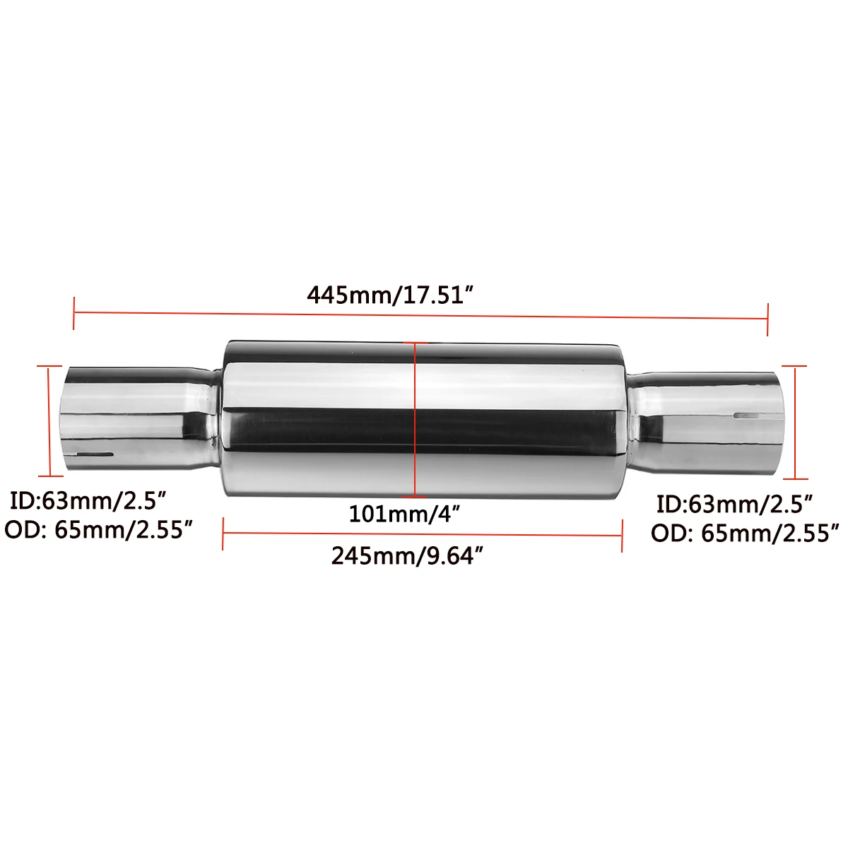 2.25"/2.5"ID Stainless Steel Exhaust Muffler Resonator Tail Tube Silencer Car Muffler Pipe Exhaust System Universal