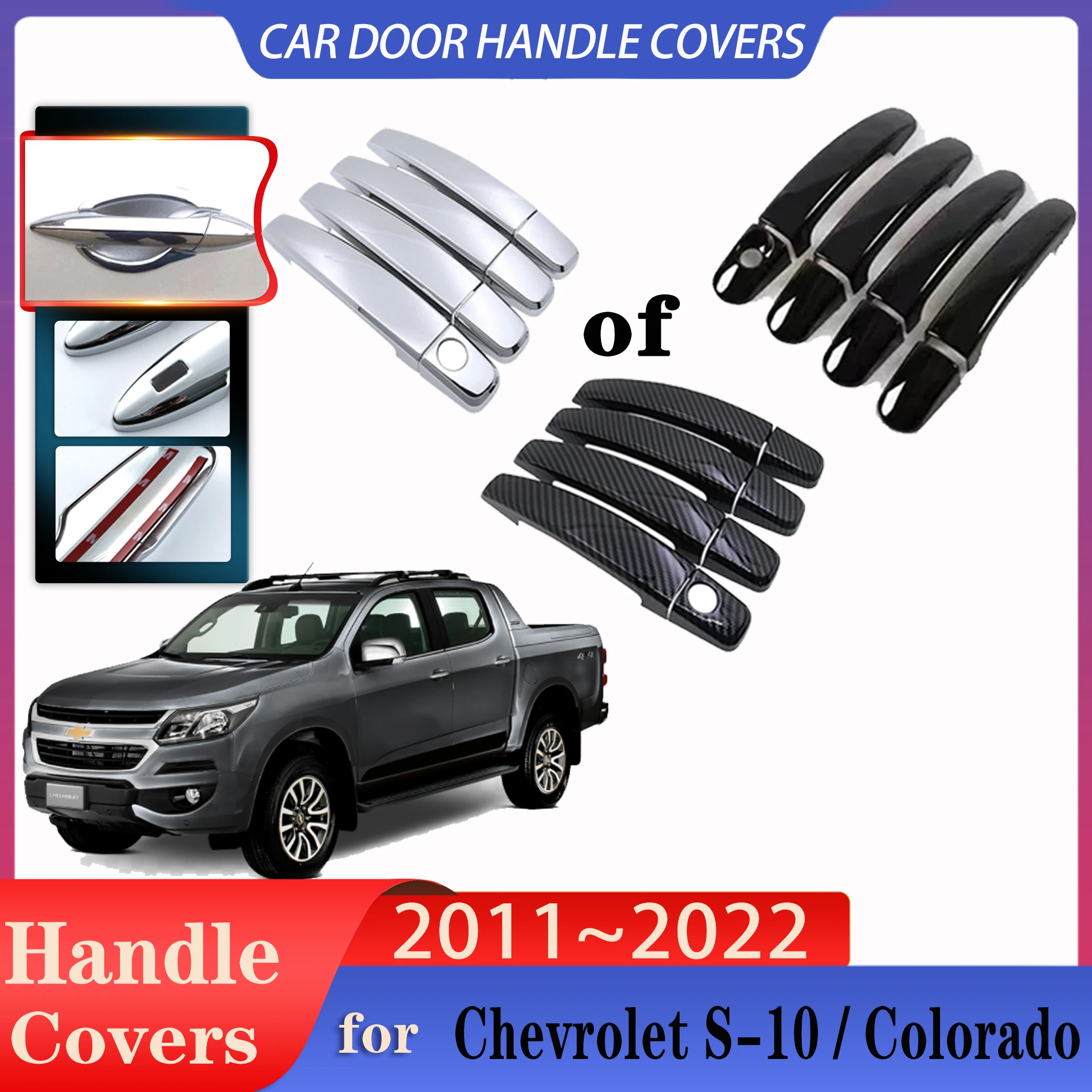 

For Chevrolet S 10 S10 MK3 Colorado MK2 2011~2022 RG Car Door Handles Covers Exterior Scratch Protective Decor Car Accessories