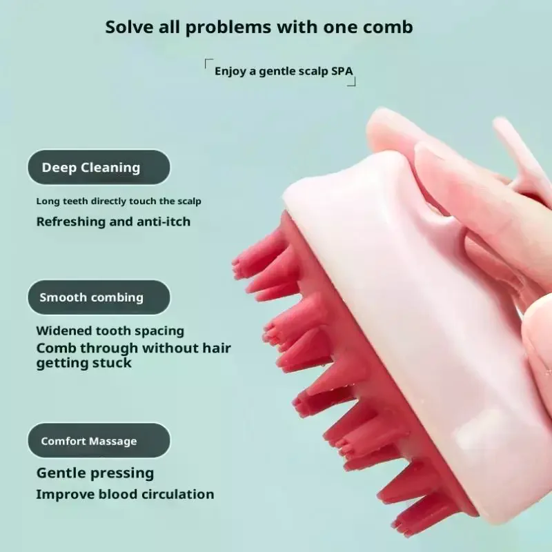 Shampoo Spazzola Testa Pettine per massaggio del cuoio capelluto con manico Pettine per lavaggio dei capelli Spazzola per massaggio del corpo Spazzola per doccia da bagno Strumento per parrucchiere - immagine 3