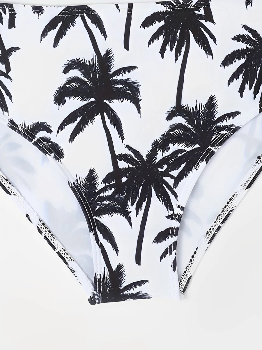 Print Strappy High Waist Bikini Girls Swimsuit Kids Swimwear Female Children's Bathers Beachwear