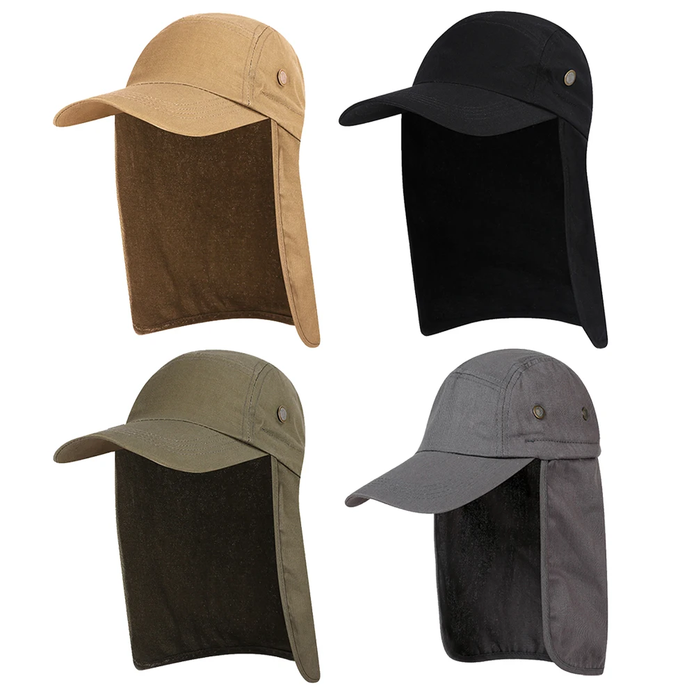 Outdoor Sun Protection Cap Cotton Sunscreen Fishing Hat Sun Visor Cap with Ear Neck Cover Hiking Touring Headwear