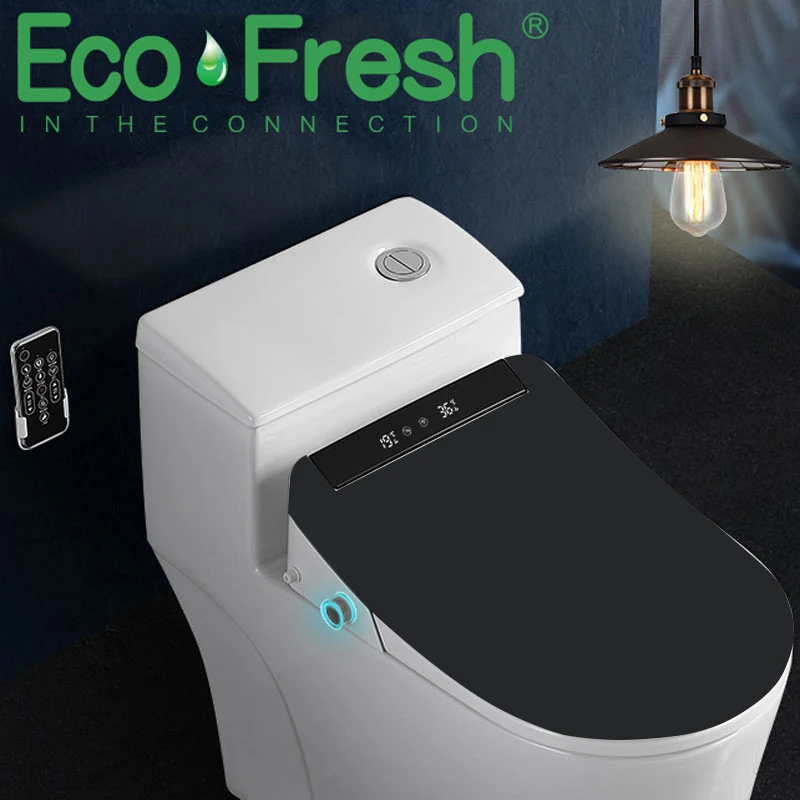 

Умное сиденье для унитаза Ecofresh, электронное сиденье для унитаза с функцией подогрева, биде, чистая, сухая, Золотая светодиодсветильник ка