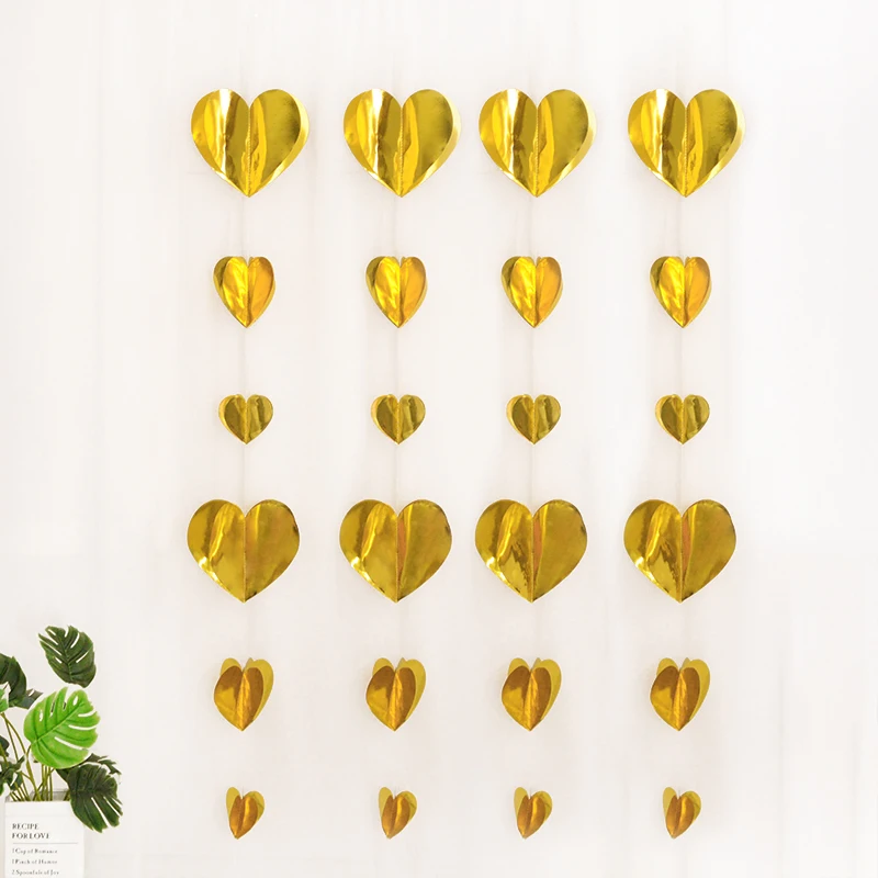 1,8 m 3D Herz Banner Girlande Rot Gold Herz Hängende Ornamente Streamer Hochzeit Braut Dusche Party Dekoration Weihnachten Anhänger – Detail 9