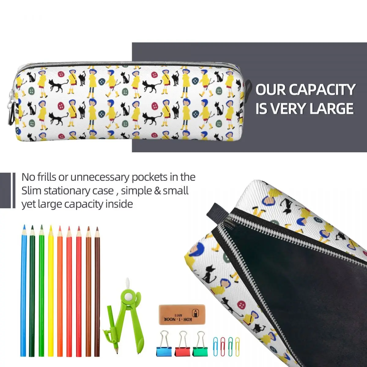 Creative Coralines Movie Pencil Case Pencilcases Pen Box for Student Large Storage Bags School Supplies Gifts Accessories