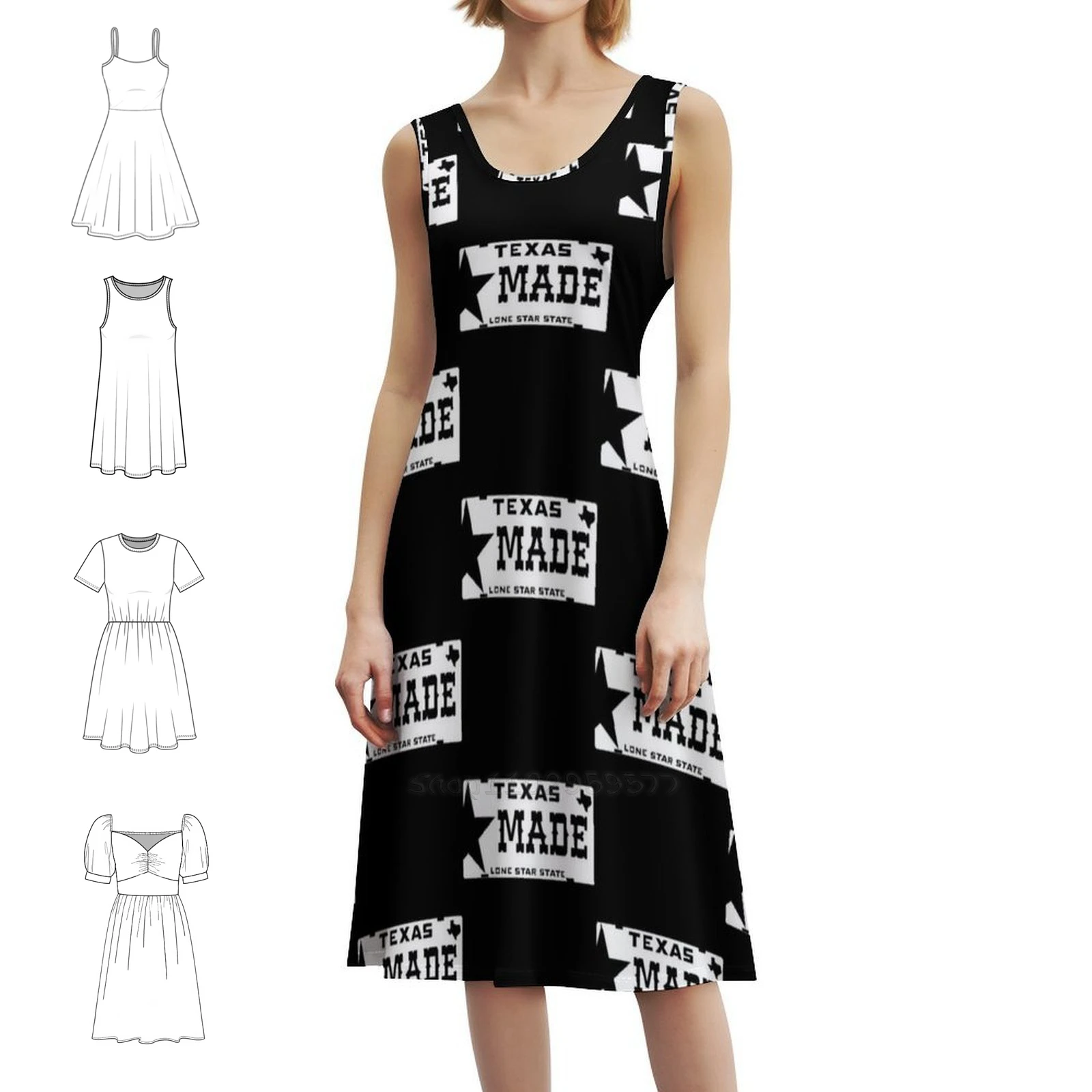 Texas Made Lone Star License Plate Bohemian Sleeveless Dress For Women Print Beach Party Dresses Texas Made Lone Star License