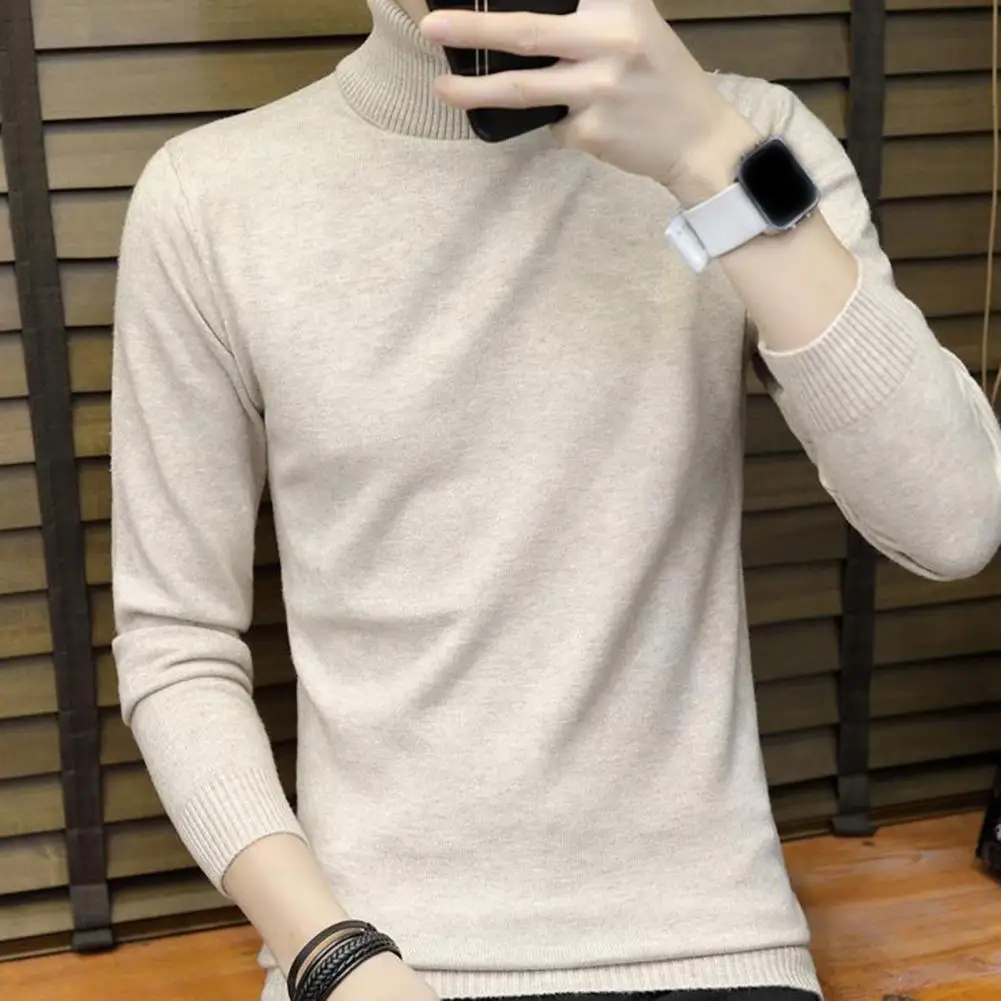 

Men Autumn Winter Pullover Sweater Turtleneck Long Sleeve Solid Color Slim Fit Windproof Winter Warm Sweater ropa hombre