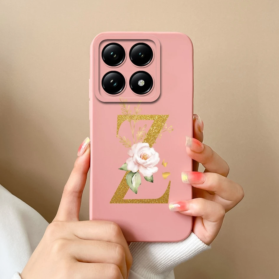 Liquid Soft Silicone Bumper - Pretty Flower Letter Design Anti-Drop Phone Case