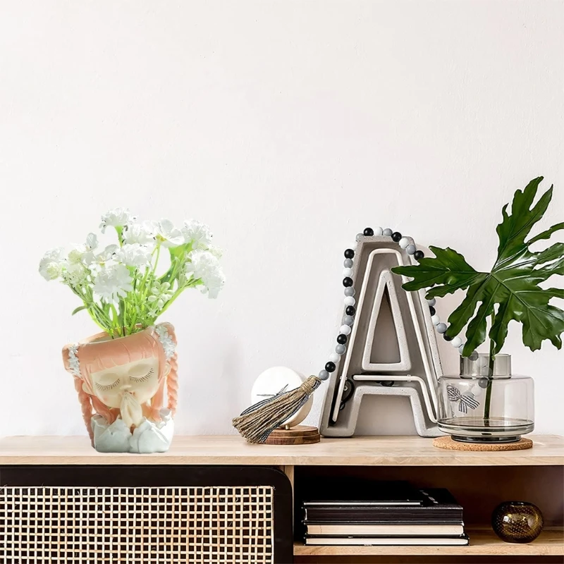 Prayer Girl Pen Holder Pot Silicone Mold Epoxy Resin Mold Table Ornament Mold