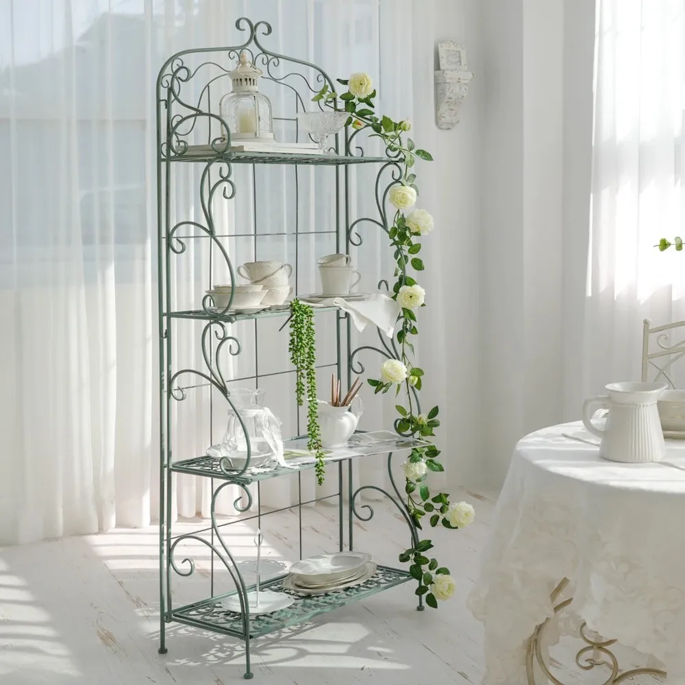 Metal Display Plant Stand 4 Tiers Storage Organizer Rack Shelf For Indoor Outdoor Floor Flower Pot