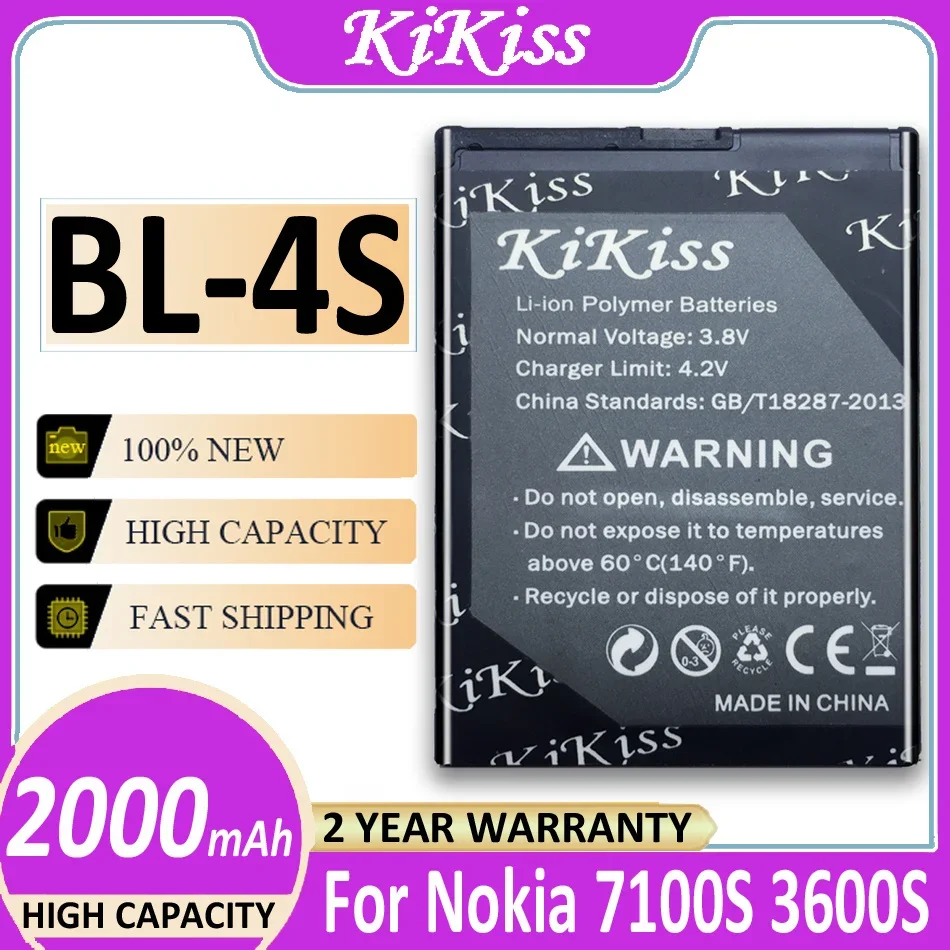 Batteria Del Telefono 2000Mah Bl-4S Bl4S Per Nokia 1006 2680S 3600S 3602S 6202C 6208C 7020 7100S 7610 7612S X3-02 3710F