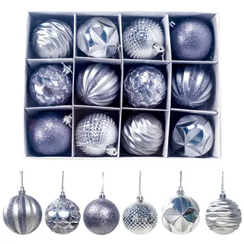 12pcs/set Christmas Round Balls Ornaments With Hanging Rope Christmas Tree Balls Pendant Navidad 2025 New Year Party Decorations 2