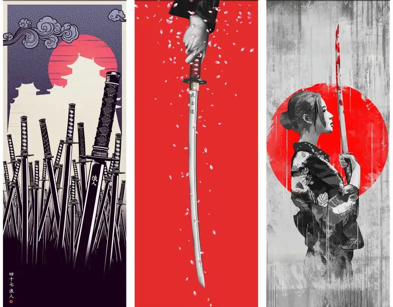 MT0989 Japanese Samurai Ukiyoe Print Art Canvas Poster For Living Room Decor Home Wall Picture