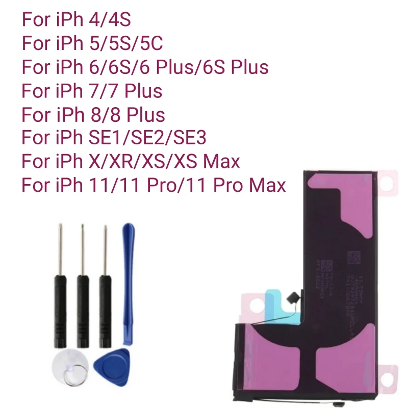 Replacement Phone Battery For iPhone 4 4s 5S 5 SE 2020 6 6s 7 X XR XS ...