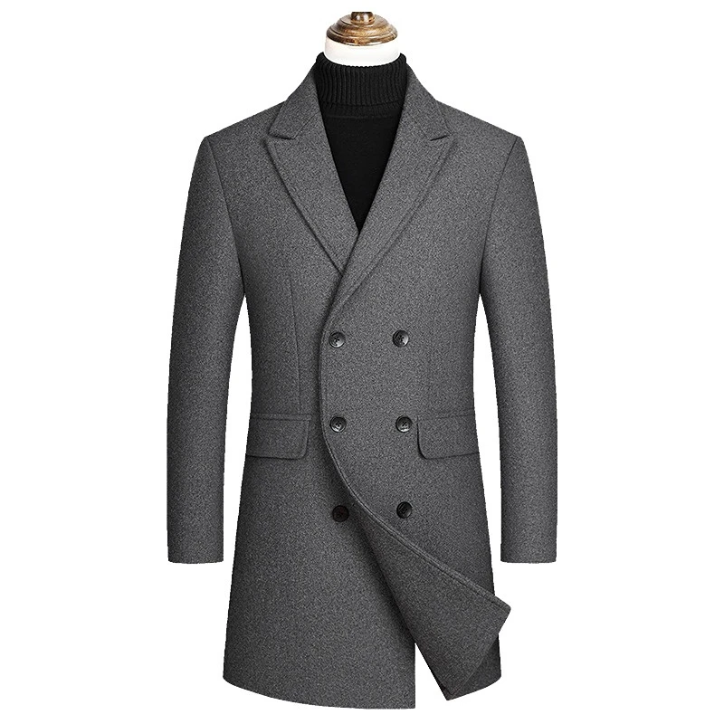 Men Trench Coats Double Breasted Jackets Casual Cashmere Blends Business Long Jackets Men Leisure Overcoats Male Fit Blends 4XL