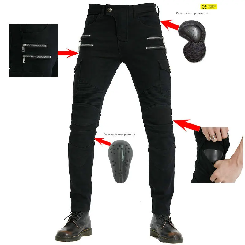 

Motorbike Riding Jeans Men Straight Loose Motorcycle Anti-fall Off-road Pants Protective Gear Sweat-wicking Comfortable Trousers