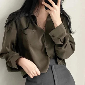 Korean Elegant Shirt Women Fashion Sunscreen Solid Basic Single-Breasted Office Blouse Chic Loose Casual Long Sleeve Cardigan 1