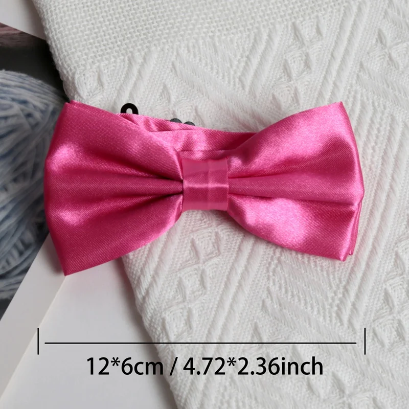 Bright Ties Classic Solid Rose Red Color Bow Ties Paisley NeckTie Pocket Square Cufflinks Set Men Wedding Accessories Party Tie