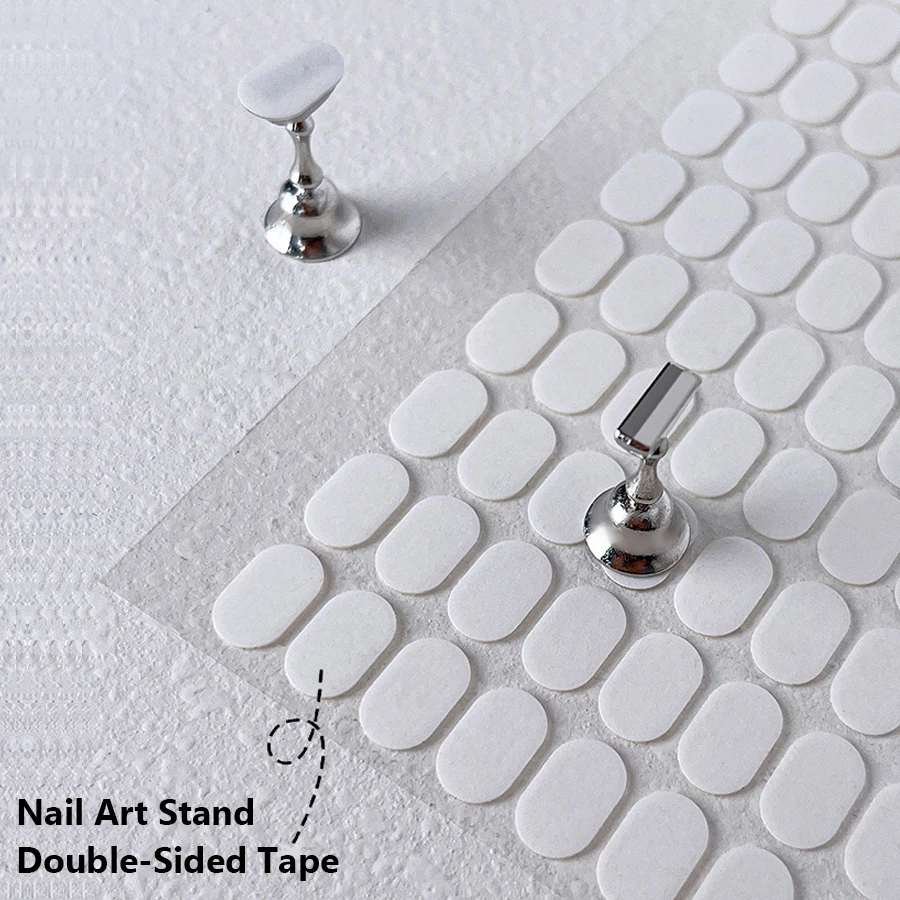 100 Stück doppelseitiges Klebeband für Nail-Art-Ständer, Übungsbasisbefestigung, spurloses Gelee-Klebeband für tragbare Press-On-Nägel-Displaykarten – Detail 2