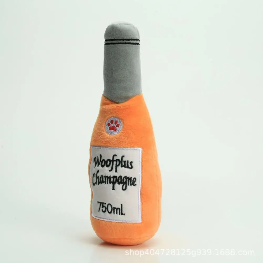 

Wine Bottle Toy Soft Plush Squeaky Wine Bottle Dog Toy for Training Puppy Chew Bite-resistant Super Soft Pet Training Tool Plush