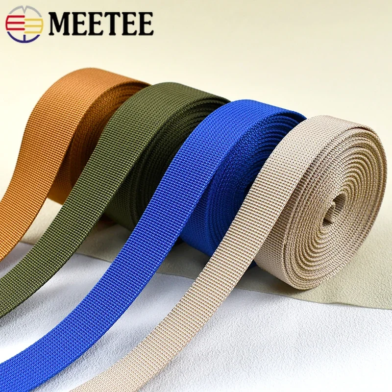 10Meters 20/25/32/38/50mm Nylon Webbing Tape 1mm Thick Ribbon Belt Bag Strap Trim Material Clothes DIY Sewing