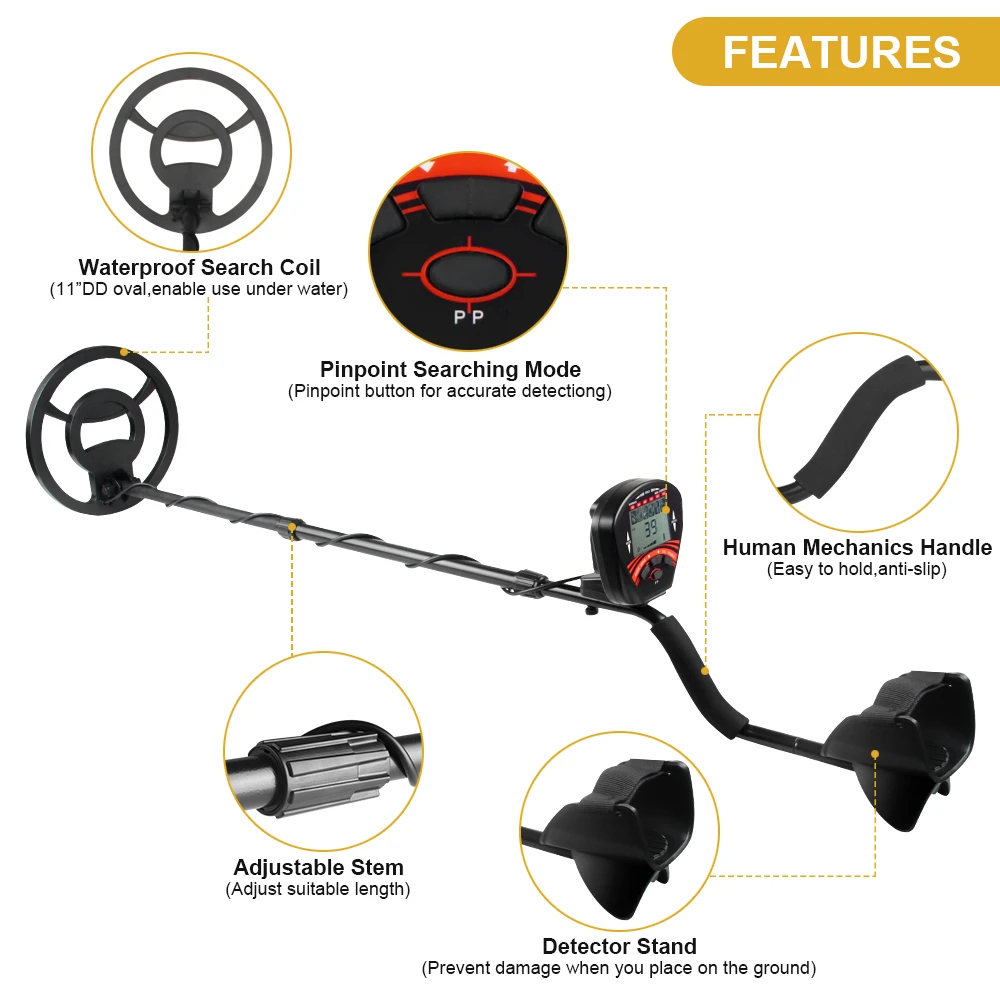 MD810 Underground Metal Detector Gold Digger Treasure Hunter Professional Detecting Equipment 10 IP68 Waterproof Search Coil