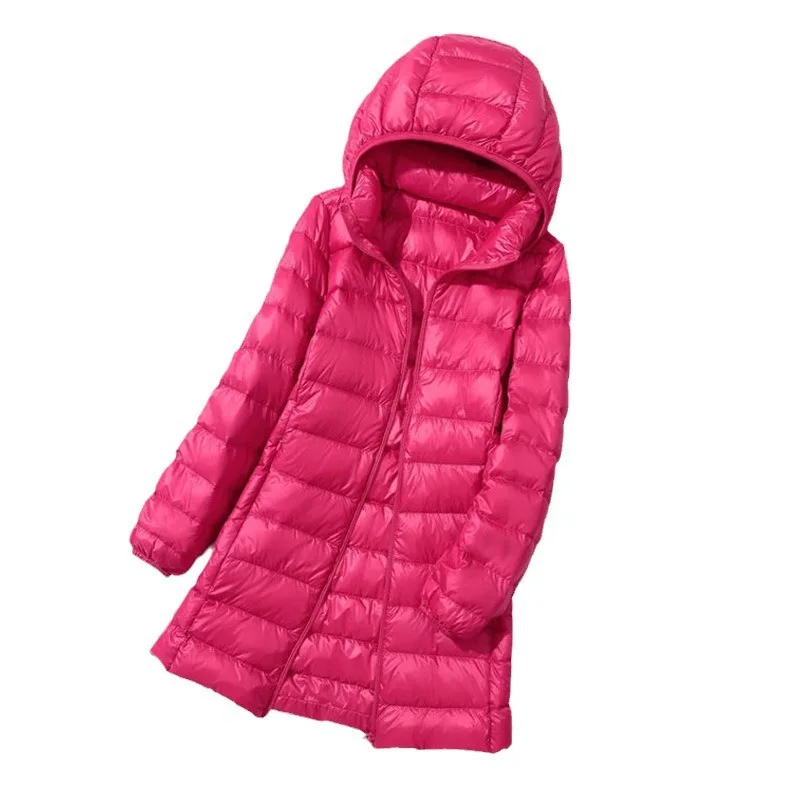 Haze Blue Women's Lightweight Long Jacket, Hooded Long Sleeve Coat, Asian Size M-7XL, Red, Black, Blue, Purple Available Parkas