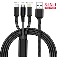 3in1 Data USB Cable for iPhone Fast Charger Charging Cable For Android phone type c xiaomi huawei Samsung Charger Wire For iPad