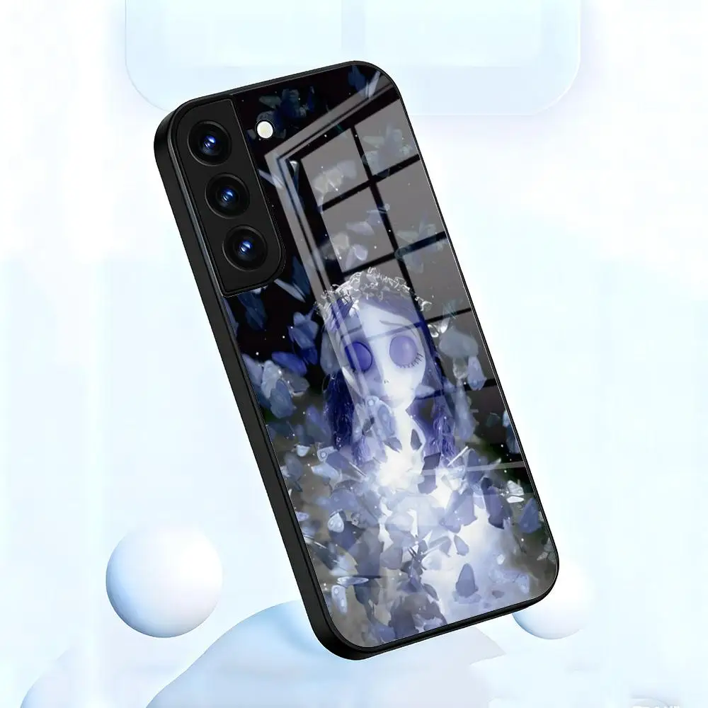 Tim Burton C-Corpse B-Bride Themed Black Glass Phone Case