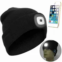 Winter Knitted Beanie Hat with Light Earphone Bluetooth Led Light Luminous Outdoor Mountaineering Handfree Music Headphone Hat 5