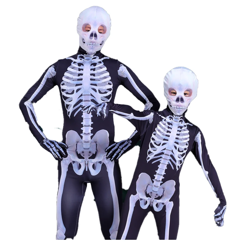 

Skeleton Clothing Terror Halloween Costumes for Kids Adulto Play Parent-child Cosplay Costume Fiesta Rave Party