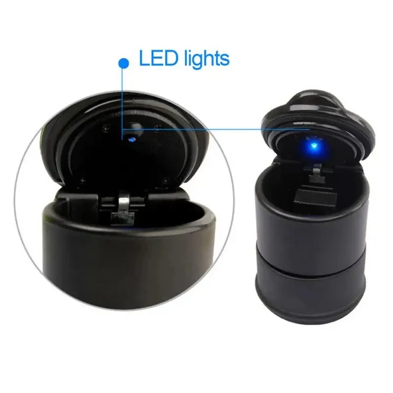 Car Portable Ashtray Holder Plastic Cup Flame Retardant Cigarette LED Ashtray Storage Case for Auto Home Smoking Accessory 2PCS car ashtray