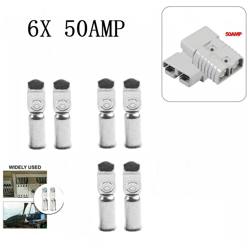 Connettore Terminale 6Pcs Per Anderson Plug Contatti Pin Capicorda Terminali Per Connettori 50/120Amp Per Navi Yacht Rvs