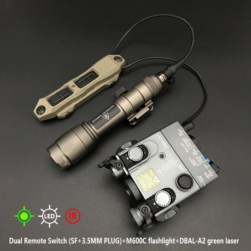 Tactical DBAL A2 Metal Red Dot Green IR Laser Sight Strobe Flashlight SF M600C M300 Hunting Weapon Light Dual Function Switch