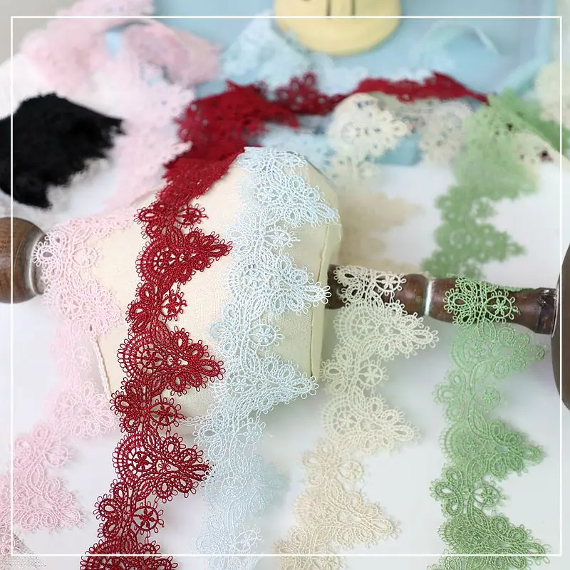 

14yards White Pink Blue Water Soluble Polyester Lace Trim Lace Fabric Ribbons DIY Dress Clothing Skirt Curtain Accessories