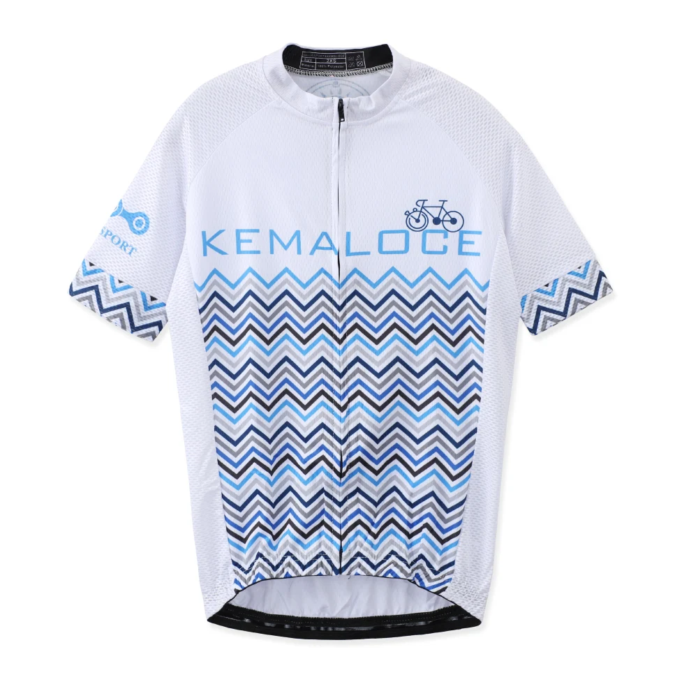 Maillot de ciclismo KEMALOCE de manga corta azul y negro para hombre, ropa de ciclismo de poliéster 2024, maillot de ciclismo para exteriores de secado rápido de verano