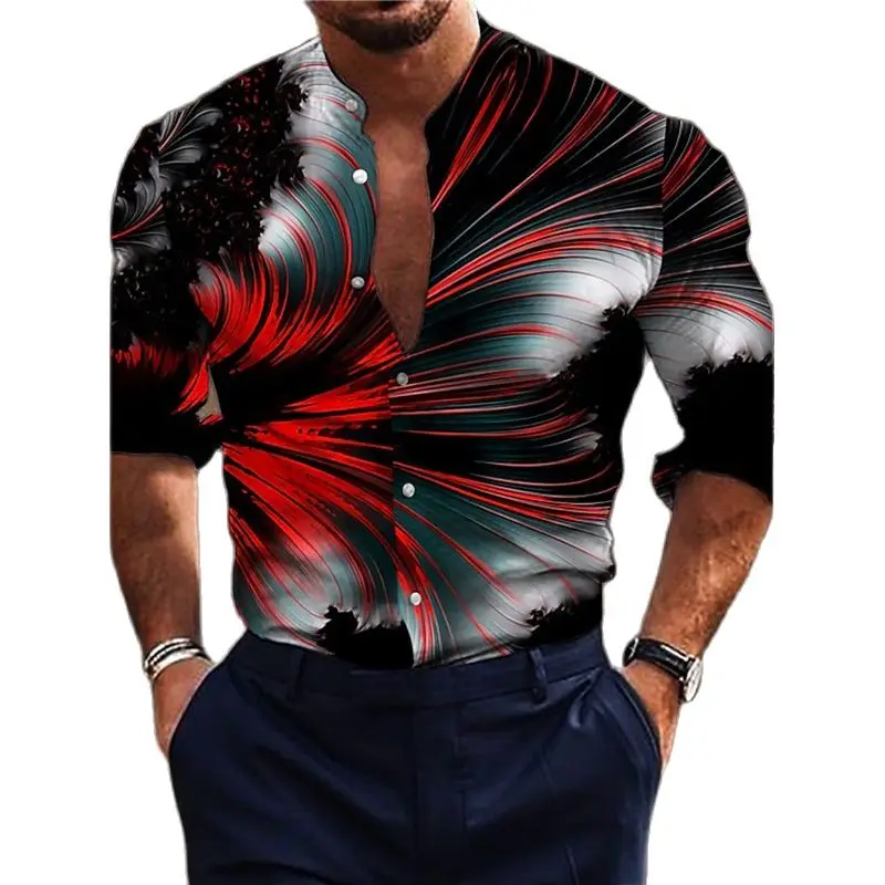 

Hawaiian Personality Shirt For Men 3d Print Graffiti Long Sleeve Blouse Beach Vacation Camisa Oversized Tops Tees Shirt Homme