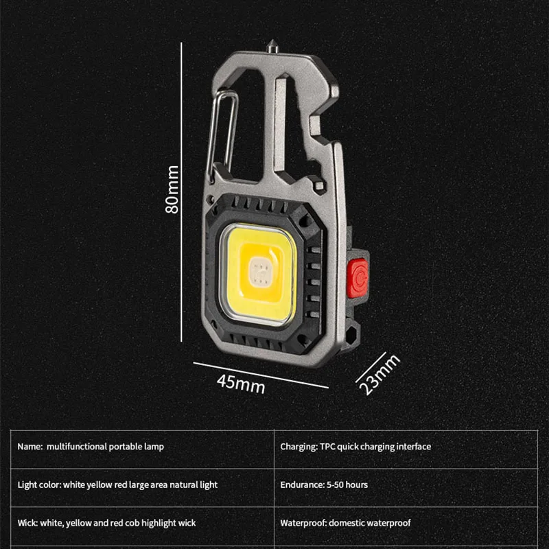 Mini LED Flashlight Mini LED Rechargeable Flashlight Keyring Screwdriver Wrench Feature Portable Strong Magnetic Adsorption Lamp