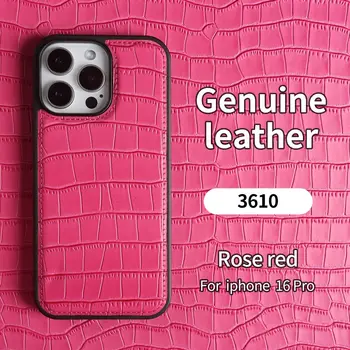 Premium Crocodile Pattern Genuine Leather Case For iPhone 16 Pro Max 15 14 13 12 11 XR Cowhide Back Cover Shell Protective Capa 1
