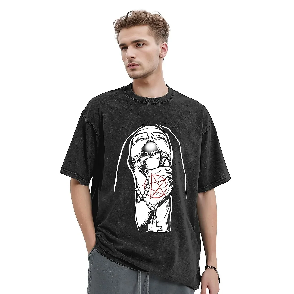 

Футболка с изображением монахини сатаны, летняя футболка Y2K в стиле ретро, 2024, Повседневная металлическая футболка в стиле хип-хоп для девочек, футболка унисекс с коротким рукавом, под заказ, топы «сделай сам»