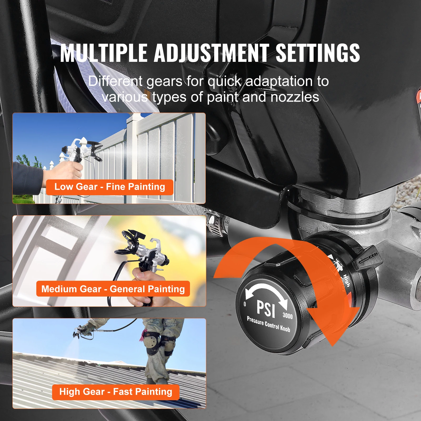 SucceBuy Stand Airless Paint Sprayer 3000PSI 750W Efficient Electric Airless Sprayer Handheld Paint Sprayers Fine Painting