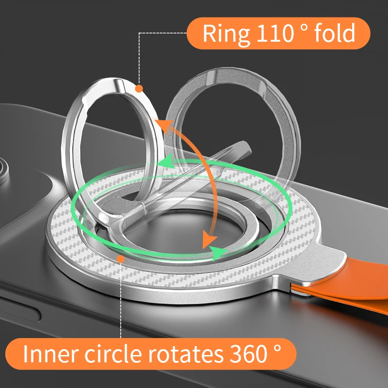 Dual-Sided Magnetic Phone Grip with 360° Rotation and Kickstand Capability