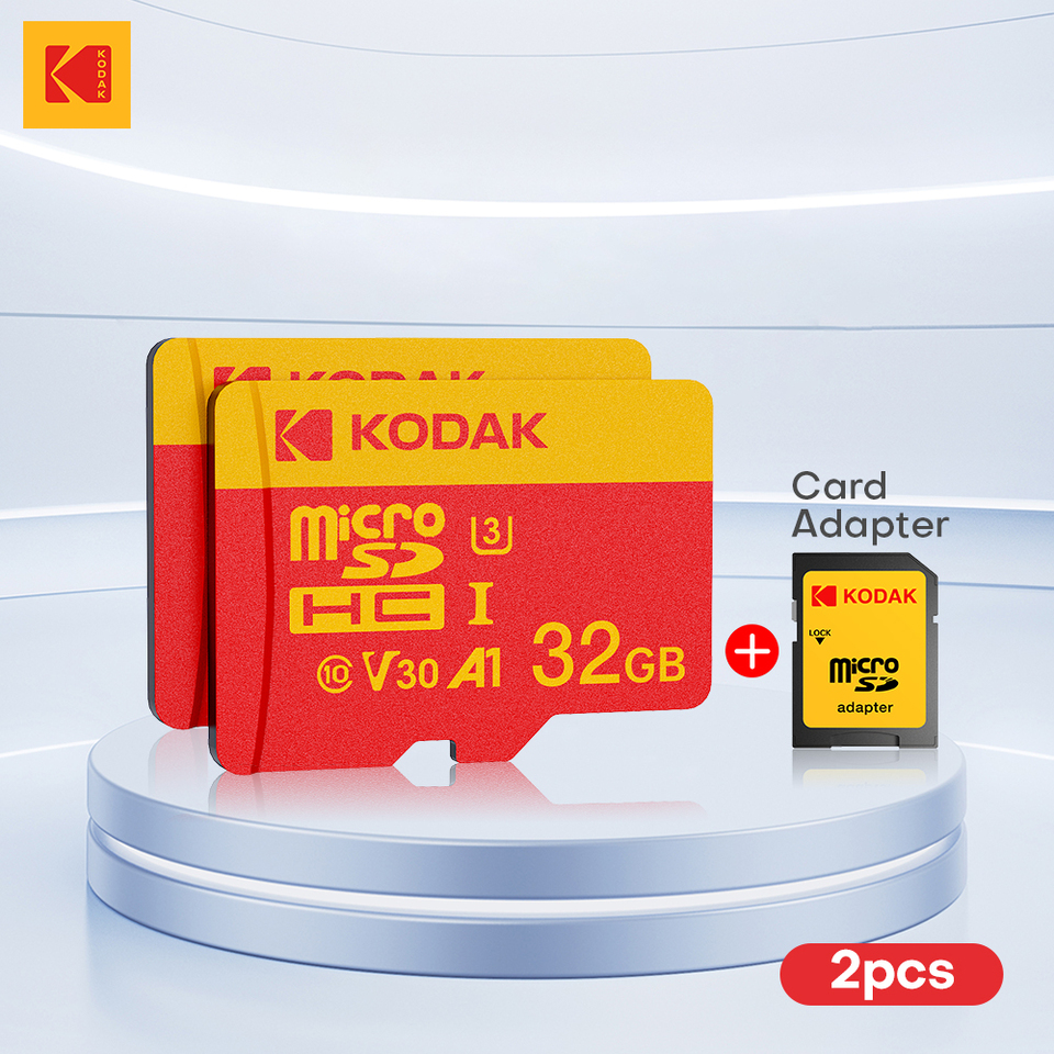 2PCS Kodak Memory Card Card Storage Card Class10 32GB 64GB 128GB U3 4K High Speed TF Flash Card for Mobile Phone with SD Adapter