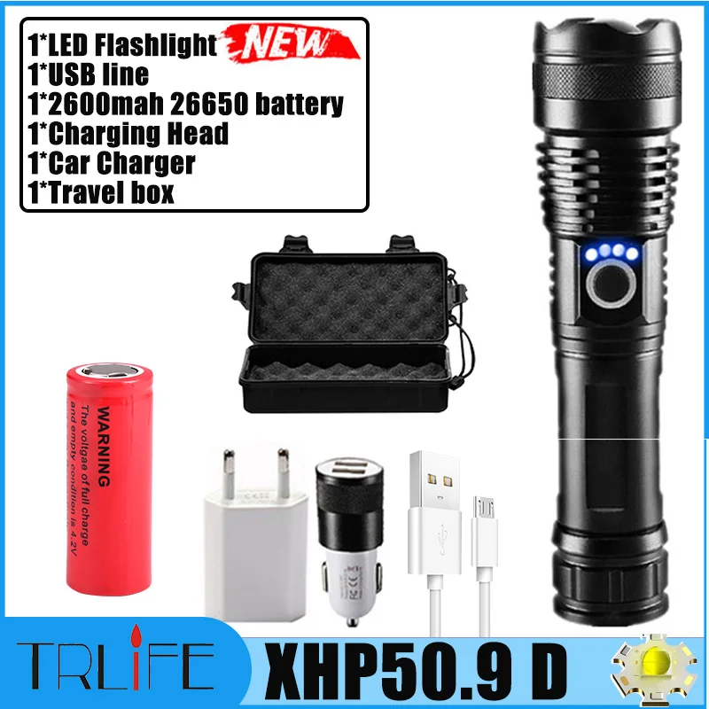 hunting torches 2000000LM Powerful LED Flashlight XHP199.2 Type-C USB Rechargeable Flash Light 5Modes Zoom Torch Tactial Flash Lantern Use 26650 bright star flashlights Flashlights