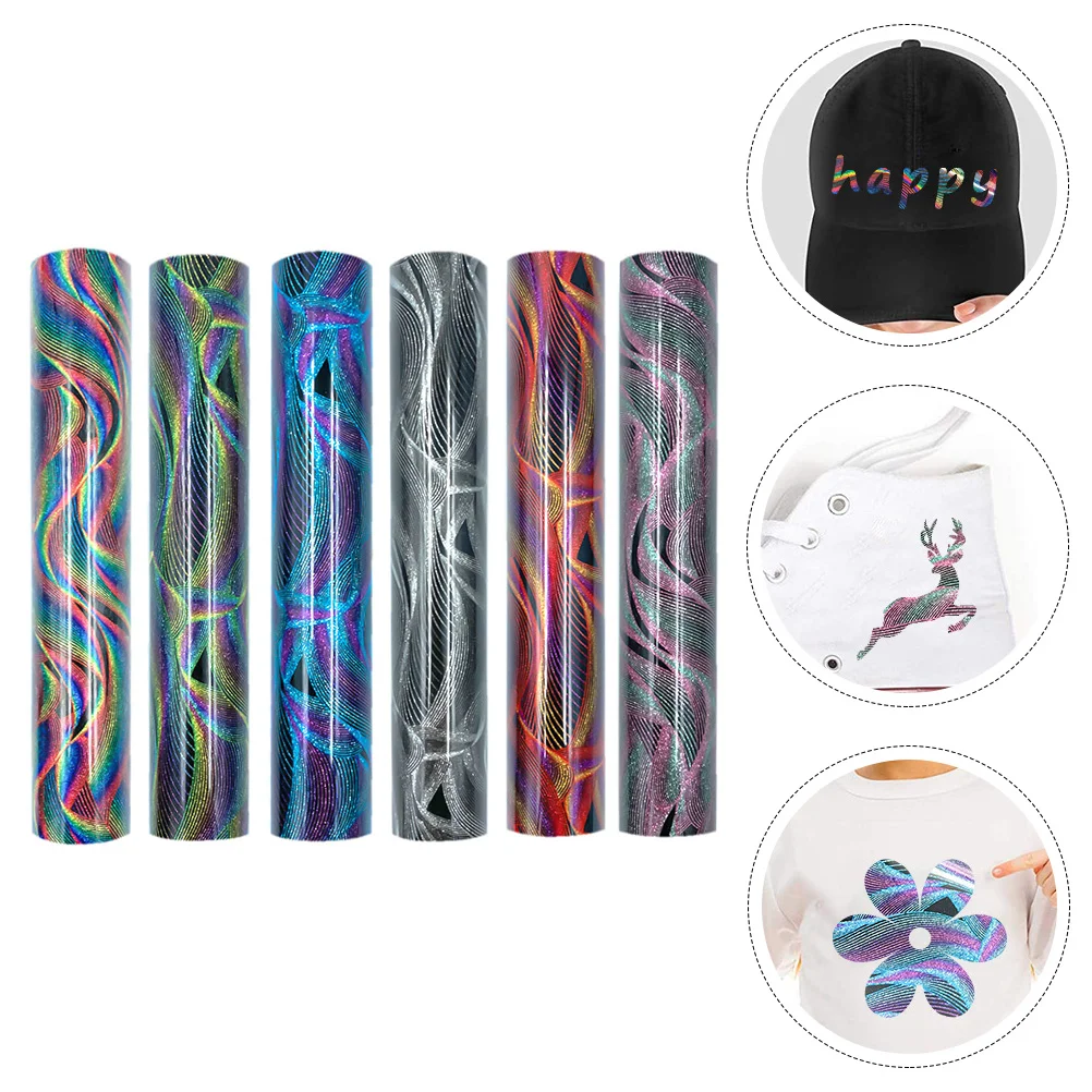 

6 Pcs Hot Pressing Self Adhesive Vinyl Stickers Glitter Permanent Powder Heat Transfer