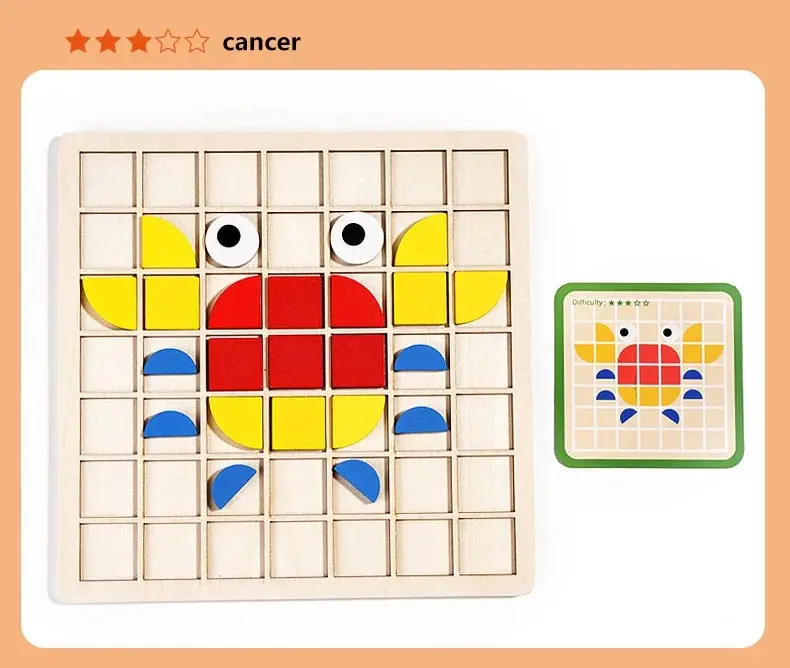 Wooden Mosaic Geometric Pattern Building Blocks Puzzle Set_voghion.com