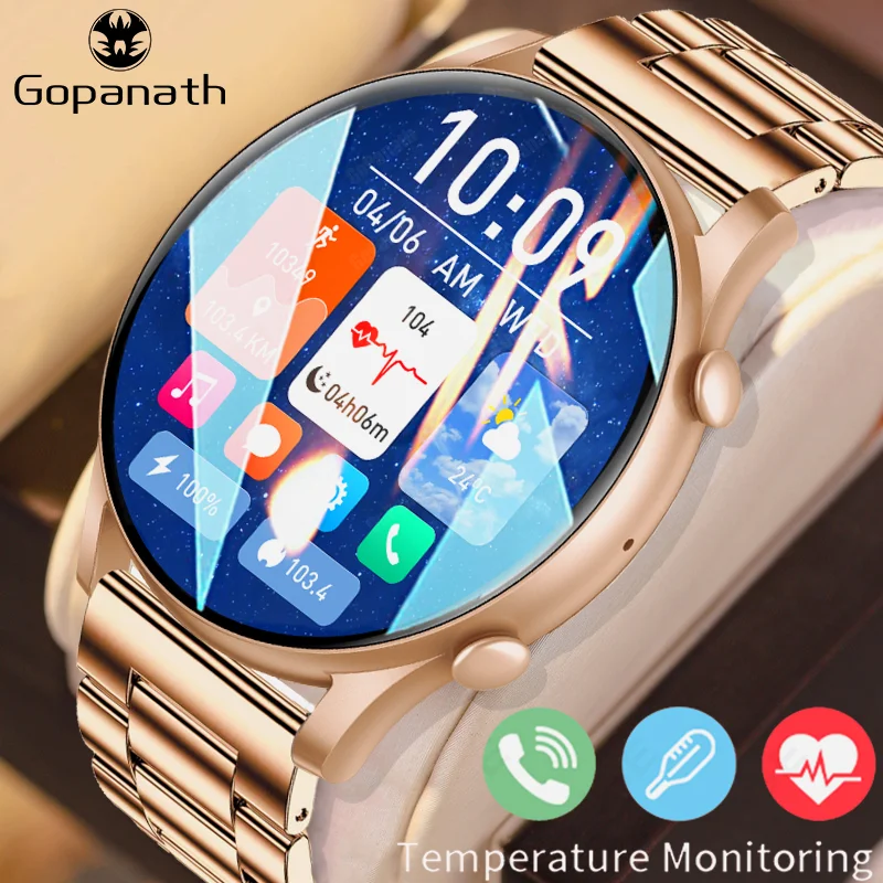 

Новинка 2023, женские умные часы с экраном 1,45 дюйма AMOLED, мужской спортивный фитнес-трекер с Bluetooth, звонки, IP67, водонепроницаемый, подходит для Xiaomi, Android