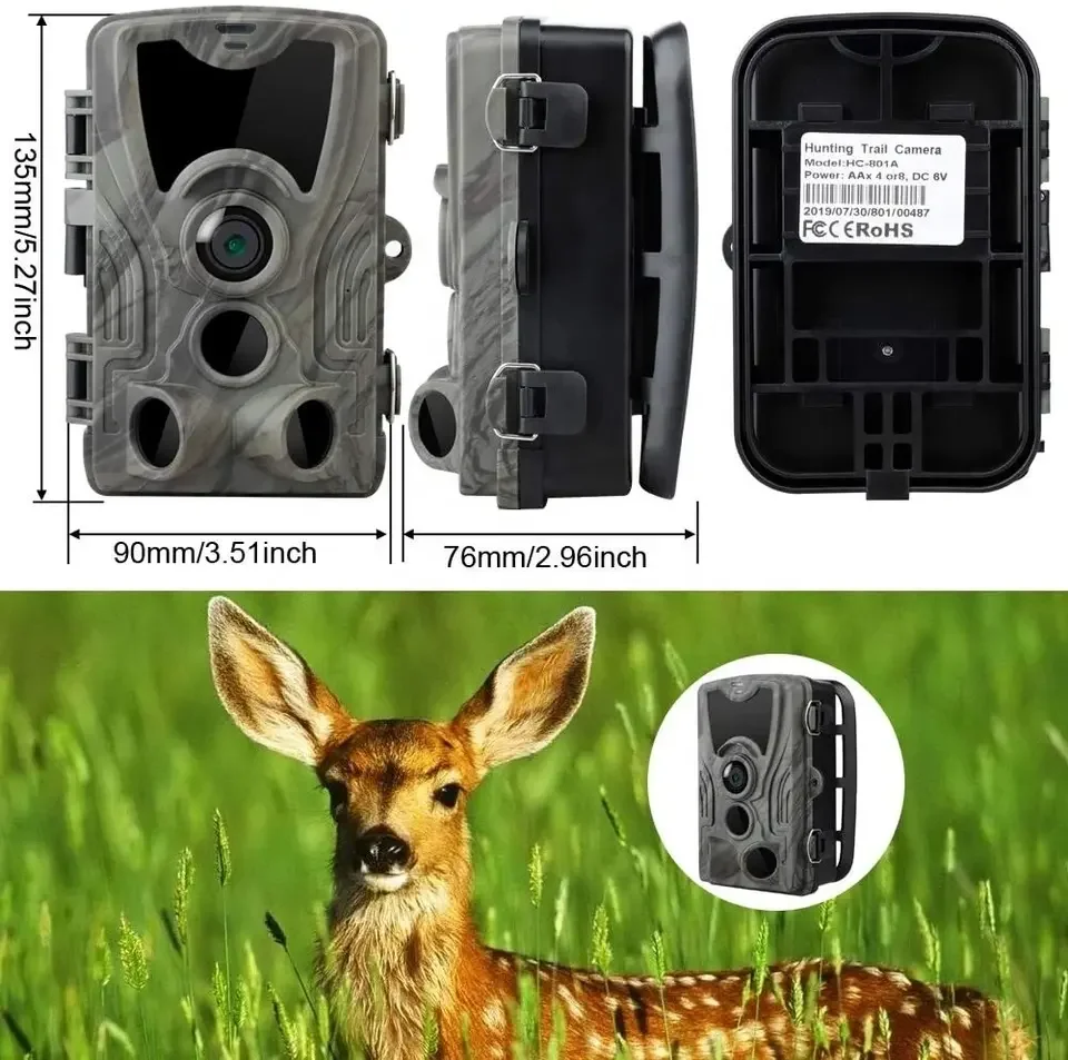  Awfand HC801A Cámara digital de caza con visión nocturna  activada por movimiento 1080P16MP cámaras trampa de caza para observación  de vida silvestre al aire libre : Deportes y Actividades al Aire