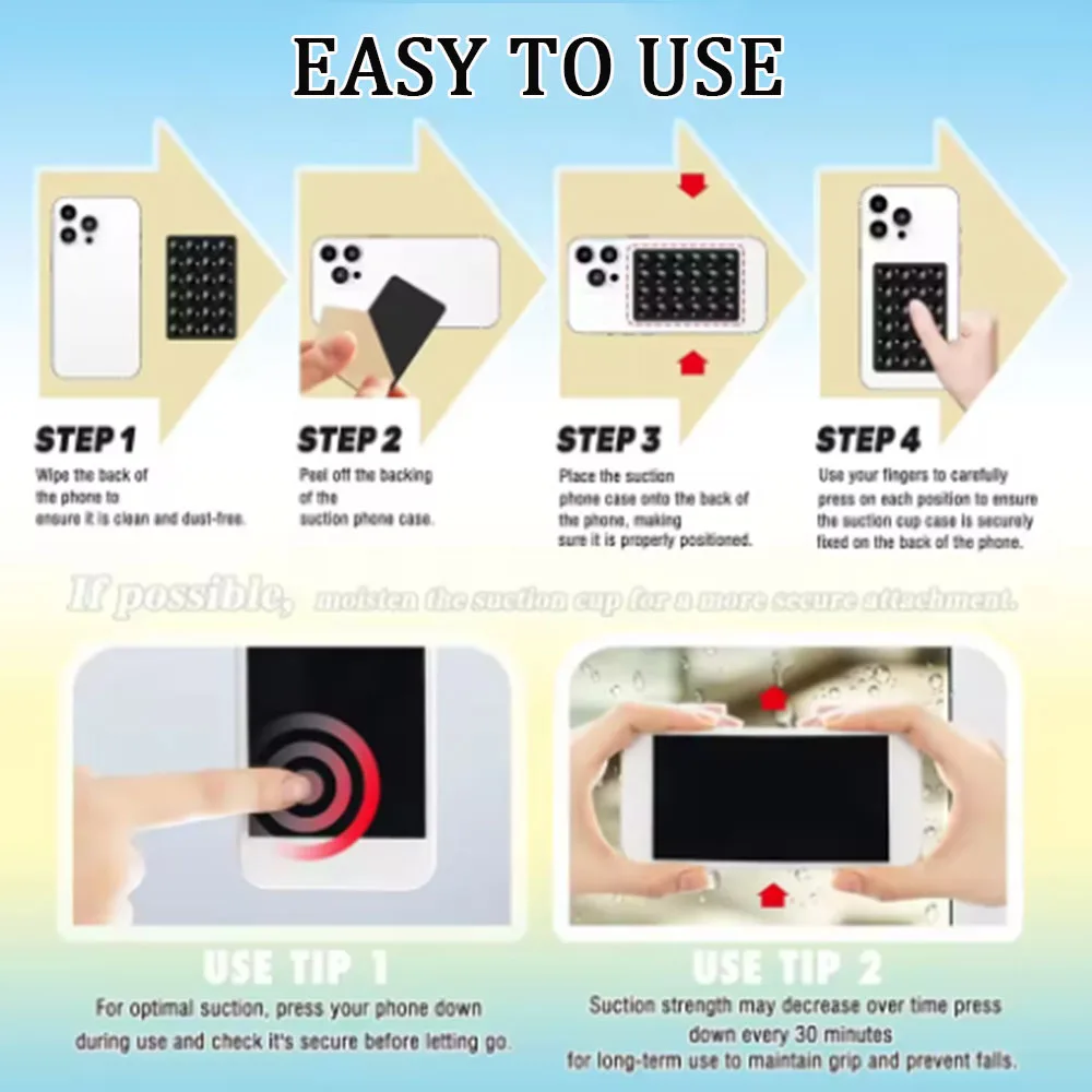Silicone Suction Phone Holder Multifunctional Suction Cup Mat Wall Stand Anti-Slip Single Sided Case Mount Back Stickers 5