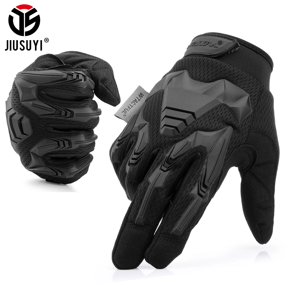 Military Tactical Glove Rubber Protective Anti-slip Army Airsoft Paintball Combat Shooting Hunting Working Full Finger Glove Men